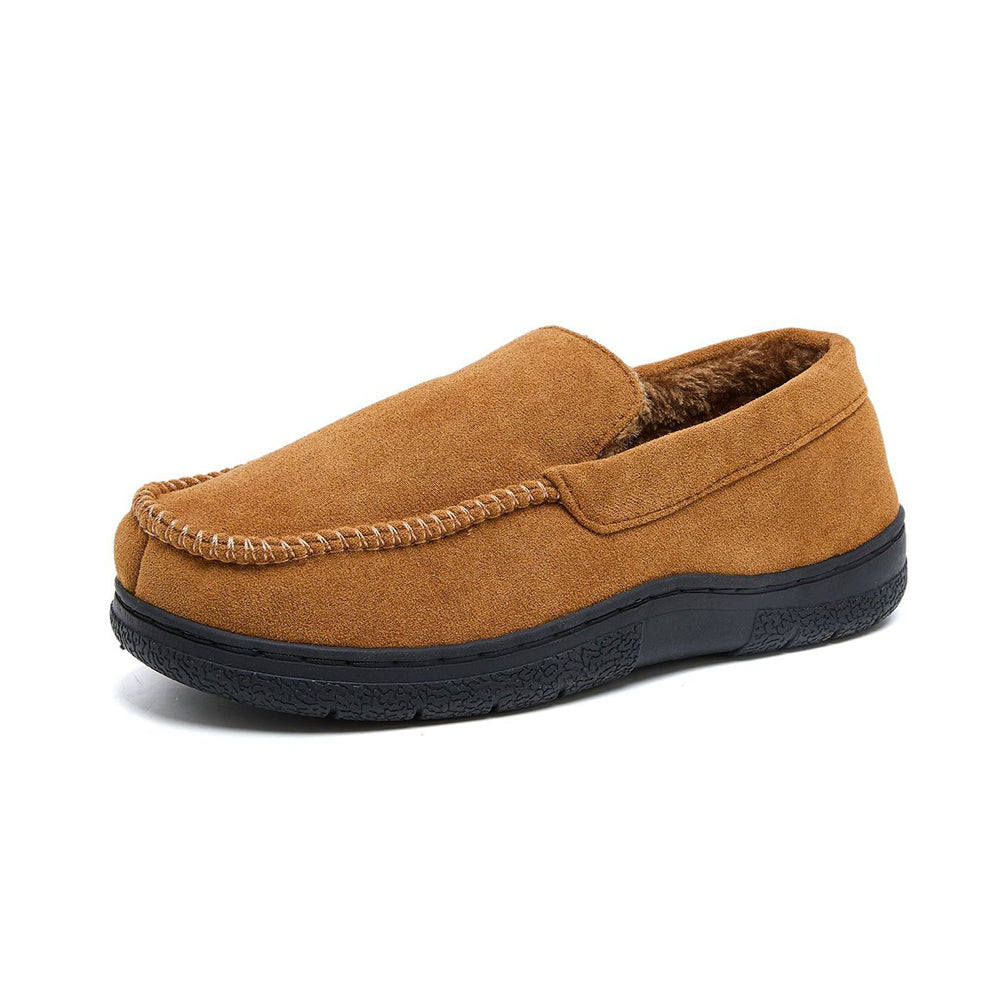 Men's Moccasin Slippers Warm Plush Lined Indoor Outdoor House Shoes