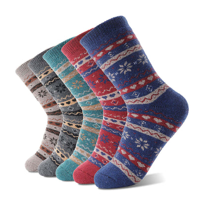 5 Pairs Women's Thick Thermal Socks - Winter Hiking Boot Socks