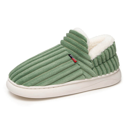 Corduroy Winter Slippers for Men and Women - Slip-On Plush House Shoes