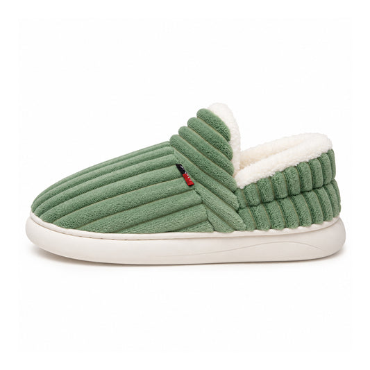 Corduroy Winter Slippers for Men and Women - Slip-On Plush House Shoes