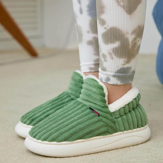 Corduroy Winter Slippers for Men and Women - Slip-On Plush House Shoes