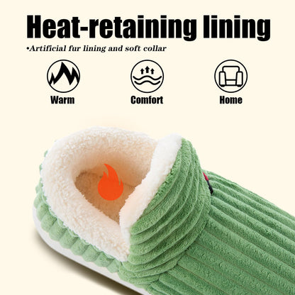 Corduroy Winter Slippers for Men and Women - Slip-On Plush House Shoes