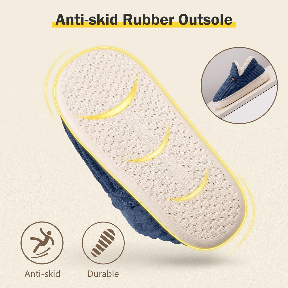 Corduroy Winter Slippers for Men and Women - Slip-On Plush House Shoes