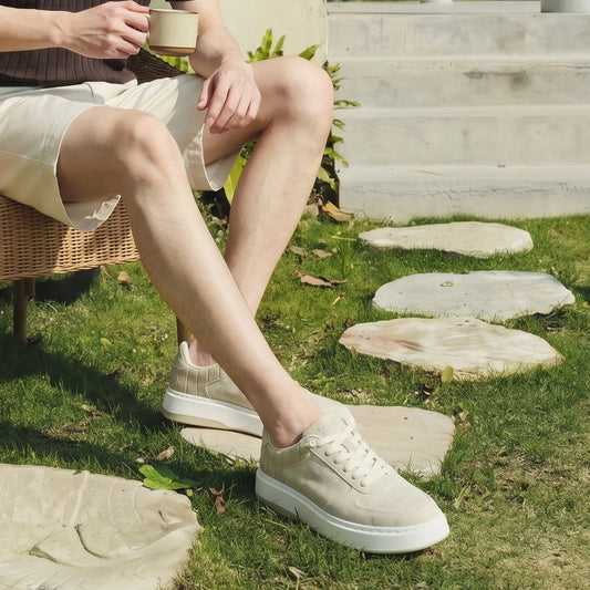 Men’s Breathable Color-Block Platform Casual Sneakers
