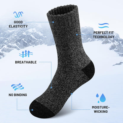 Men’s Merino Wool Socks – 5 Pairs, Thick Thermal Socks for Hiking & Winter