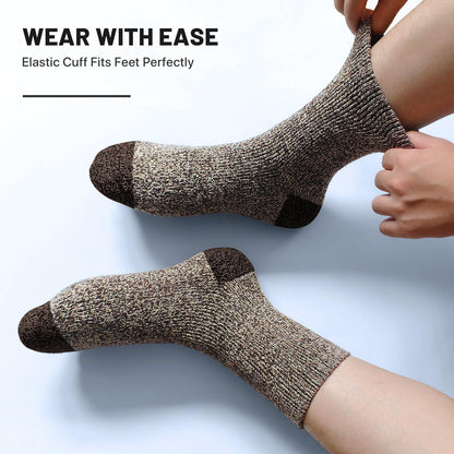 Men’s Merino Wool Socks – 5 Pairs, Thick Thermal Socks for Hiking & Winter