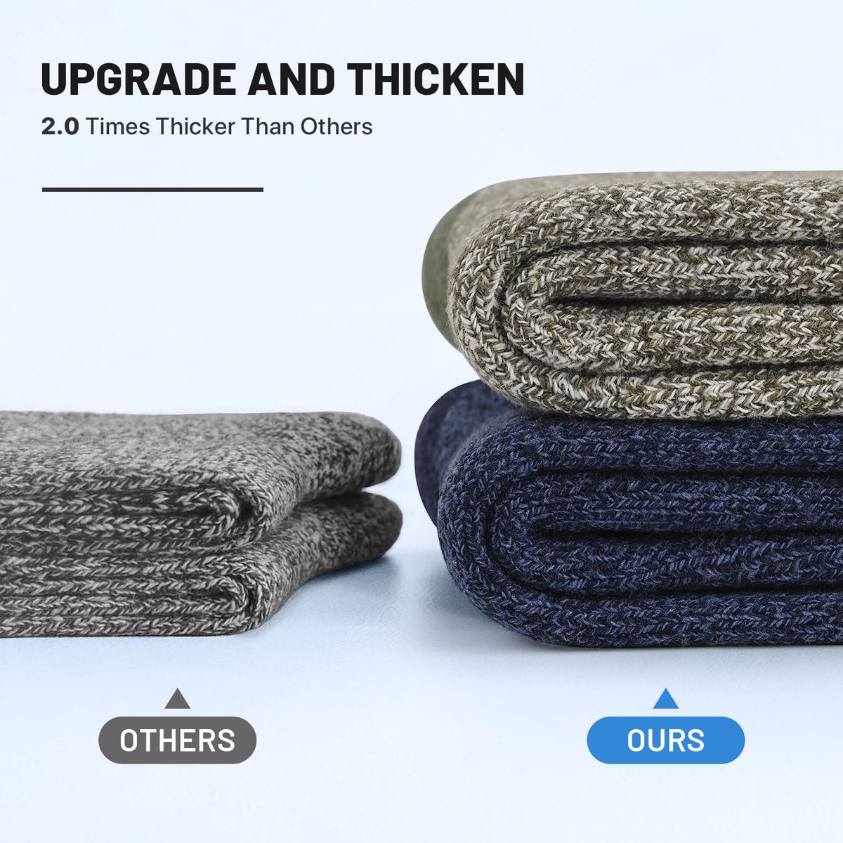 Men’s Merino Wool Socks – 5 Pairs, Thick Thermal Socks for Hiking & Winter