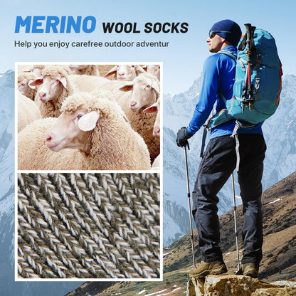 Men’s Merino Wool Socks – 5 Pairs, Thick Thermal Socks for Hiking & Winter