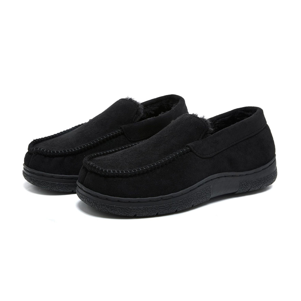 Men's Moccasin Slippers Warm Plush Lined Indoor Outdoor House Shoes