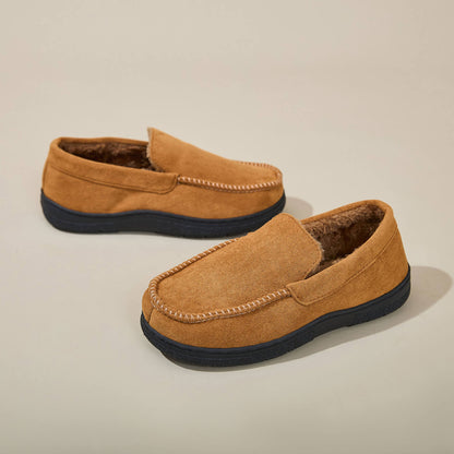 Men's Moccasin Slippers Warm Plush Lined Indoor Outdoor House Shoes