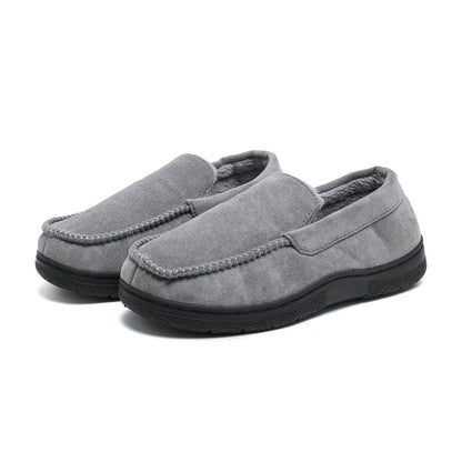 Men's Moccasin Slippers Warm Plush Lined Indoor Outdoor House Shoes