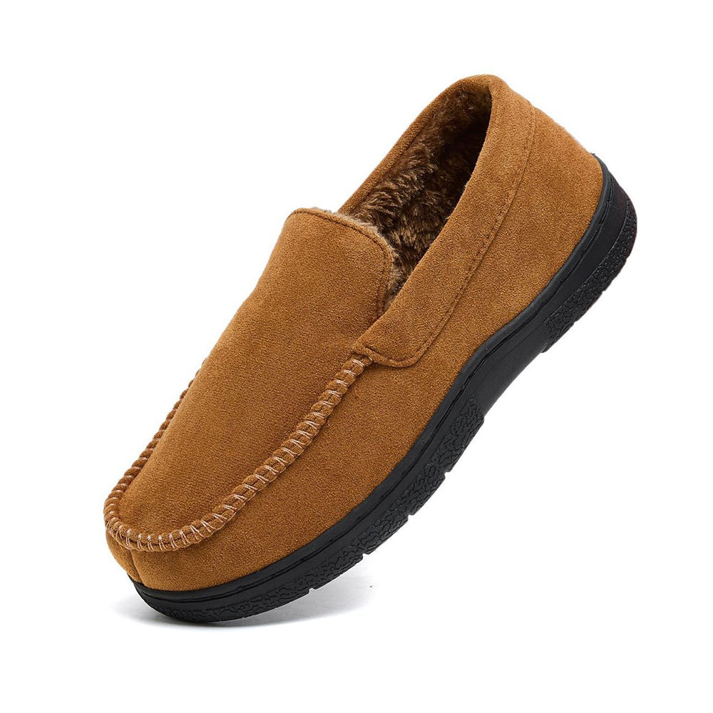Men's Moccasin Slippers Warm Plush Lined Indoor Outdoor House Shoes