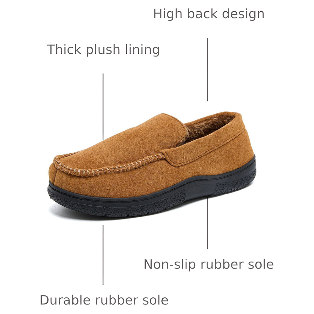 Men's Moccasin Slippers Warm Plush Lined Indoor Outdoor House Shoes