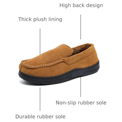 Men's Moccasin Slippers Warm Plush Lined Indoor Outdoor House Shoes