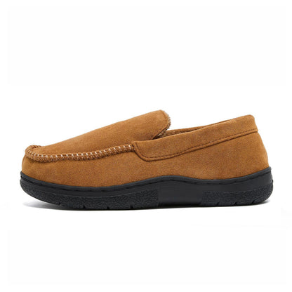 Men's Moccasin Slippers Warm Plush Lined Indoor Outdoor House Shoes