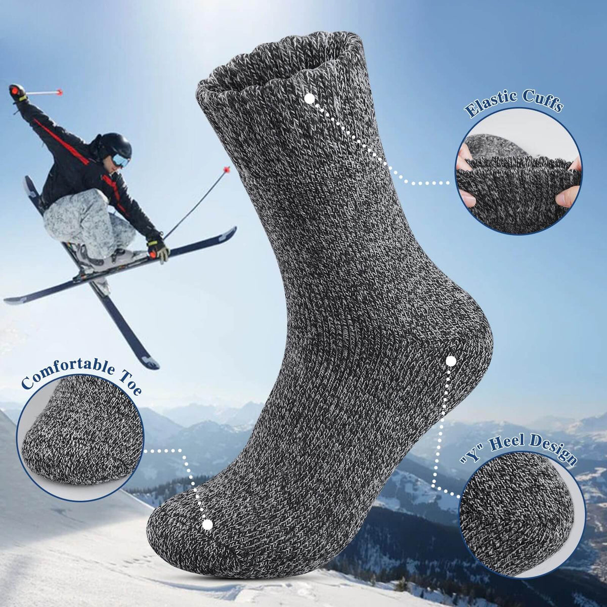 Men’s Thermal Socks – 5 Pairs, Thick Warm Winter Socks for Hiking