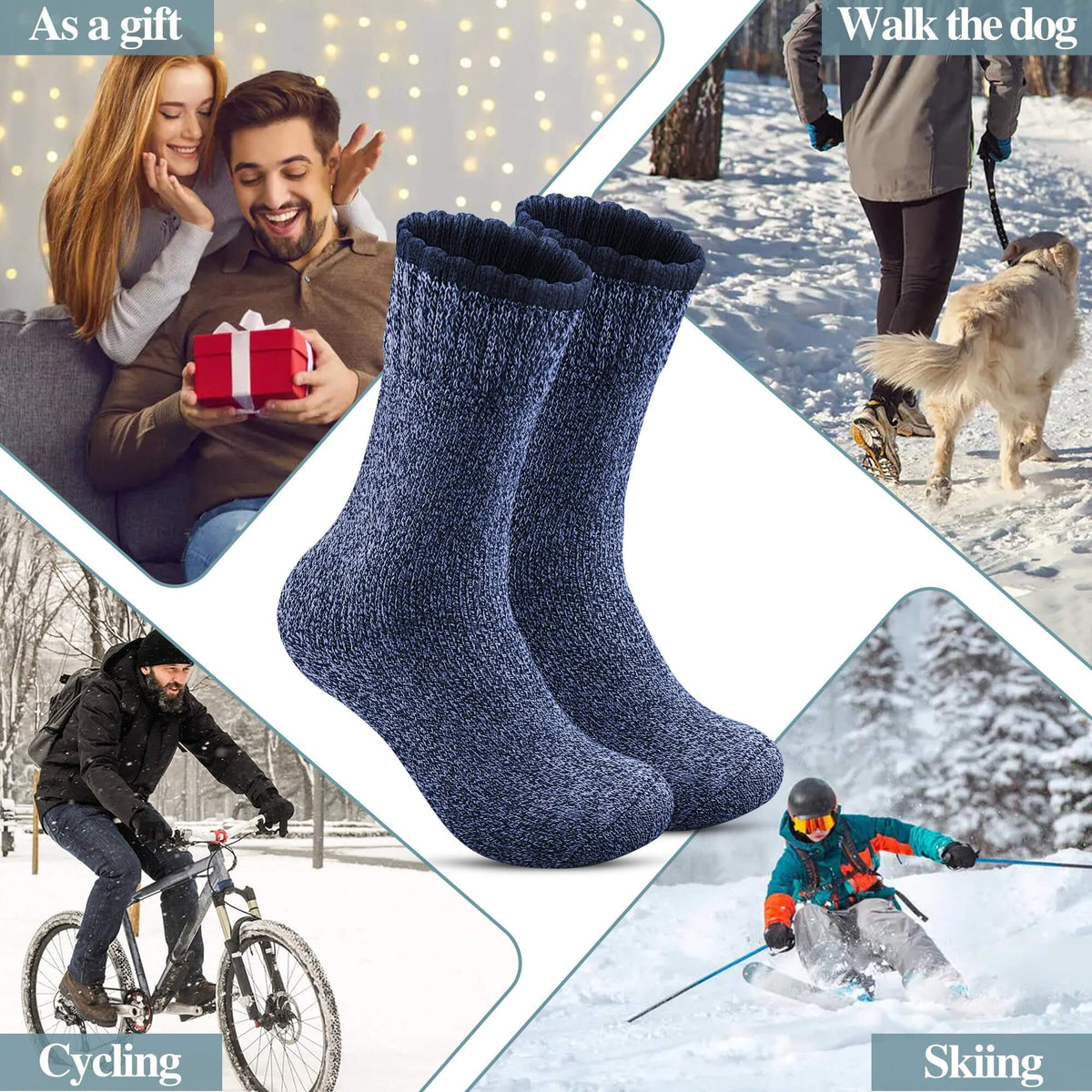 Men’s Thermal Socks – 5 Pairs, Thick Warm Winter Socks for Hiking