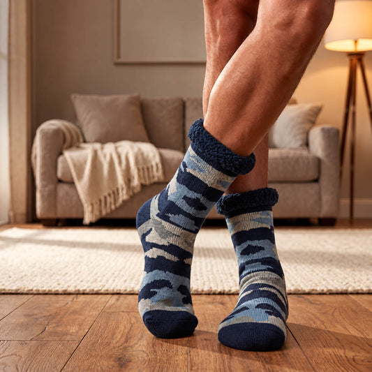 Men's Non-Slip Thermal Slipper Socks – Sherpa Lined Christmas Gift