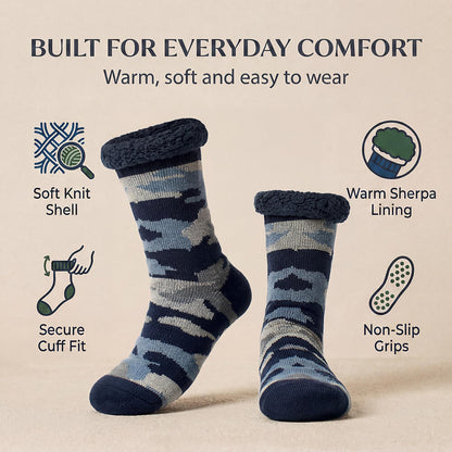 Men's Non-Slip Thermal Slipper Socks – Sherpa Lined Christmas Gift