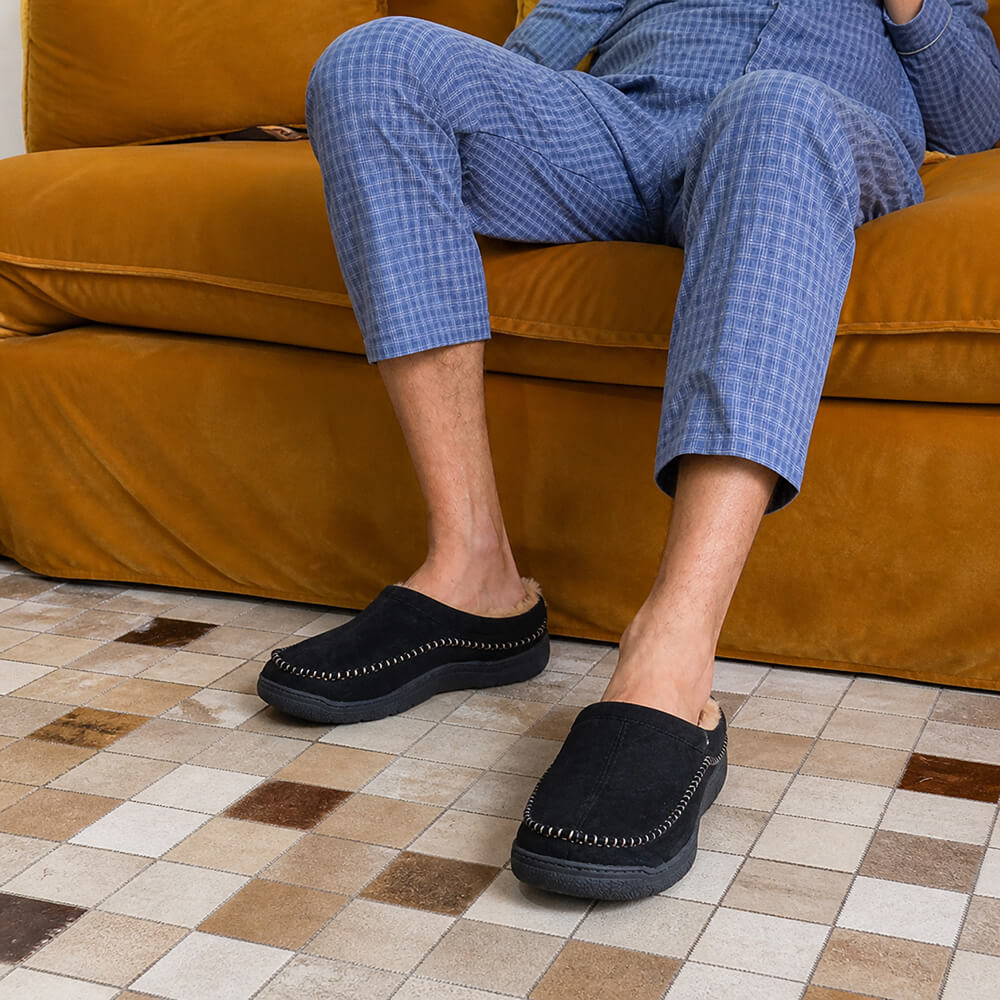 Men’s Soft Warm House Slippers with Light Arch Support