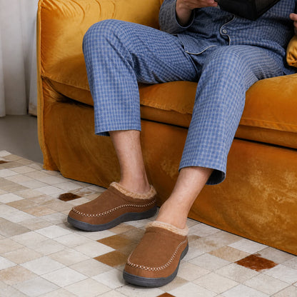 Men’s Soft Warm House Slippers with Light Arch Support