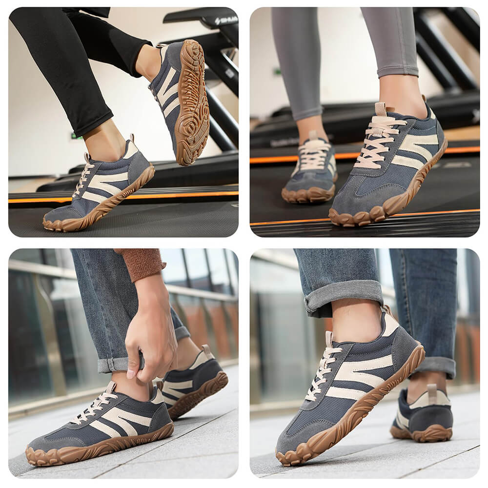 Unisex Retro Barefoot Trainers, Wide Toe Box Canvas and Suede Shoes