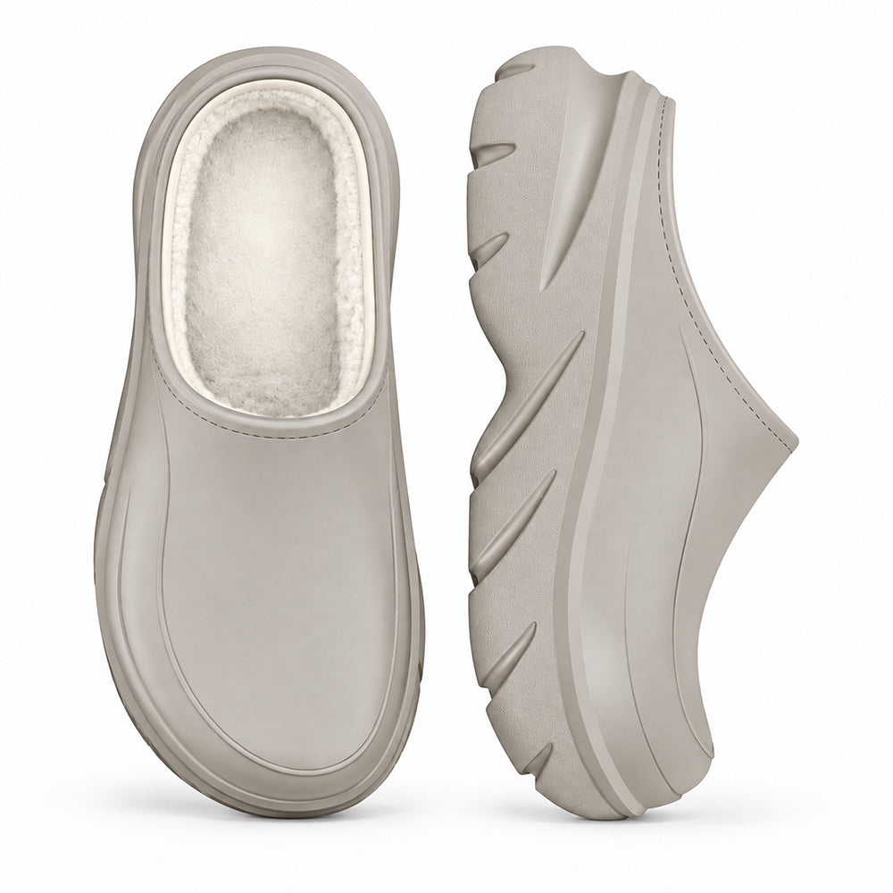 Unisex Waterproof Platform Slippers - Fleece Lined EVA Winter Garden Shoes