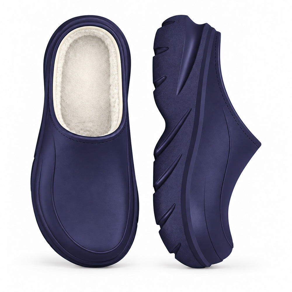 Unisex Waterproof Platform Slippers - Fleece Lined EVA Winter Garden Shoes