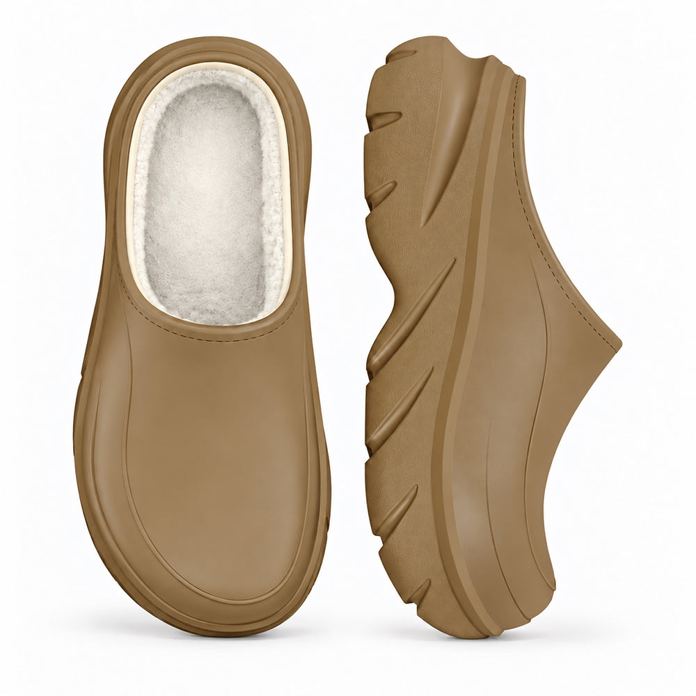 Unisex Waterproof Platform Slippers - Fleece Lined EVA Winter Garden Shoes