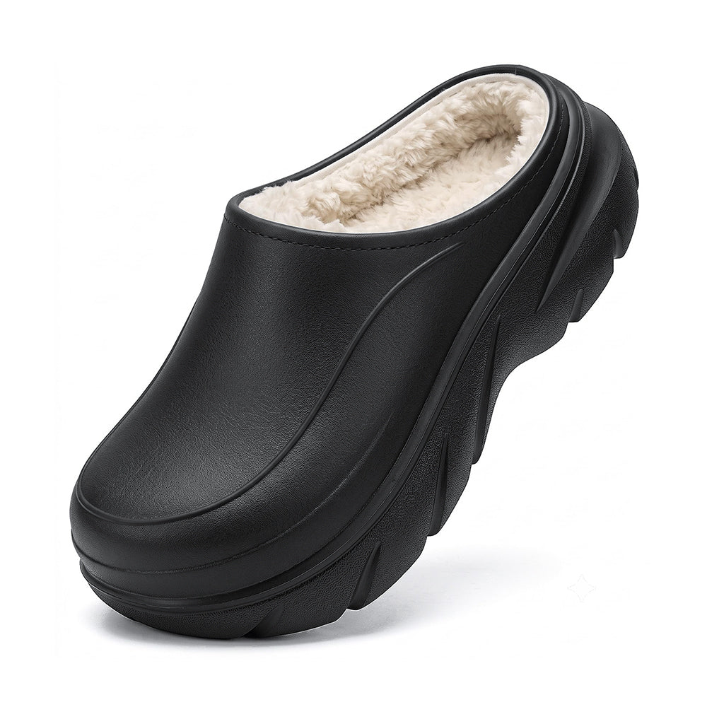 Unisex Waterproof Platform Slippers - Fleece Lined EVA Winter Garden Shoes