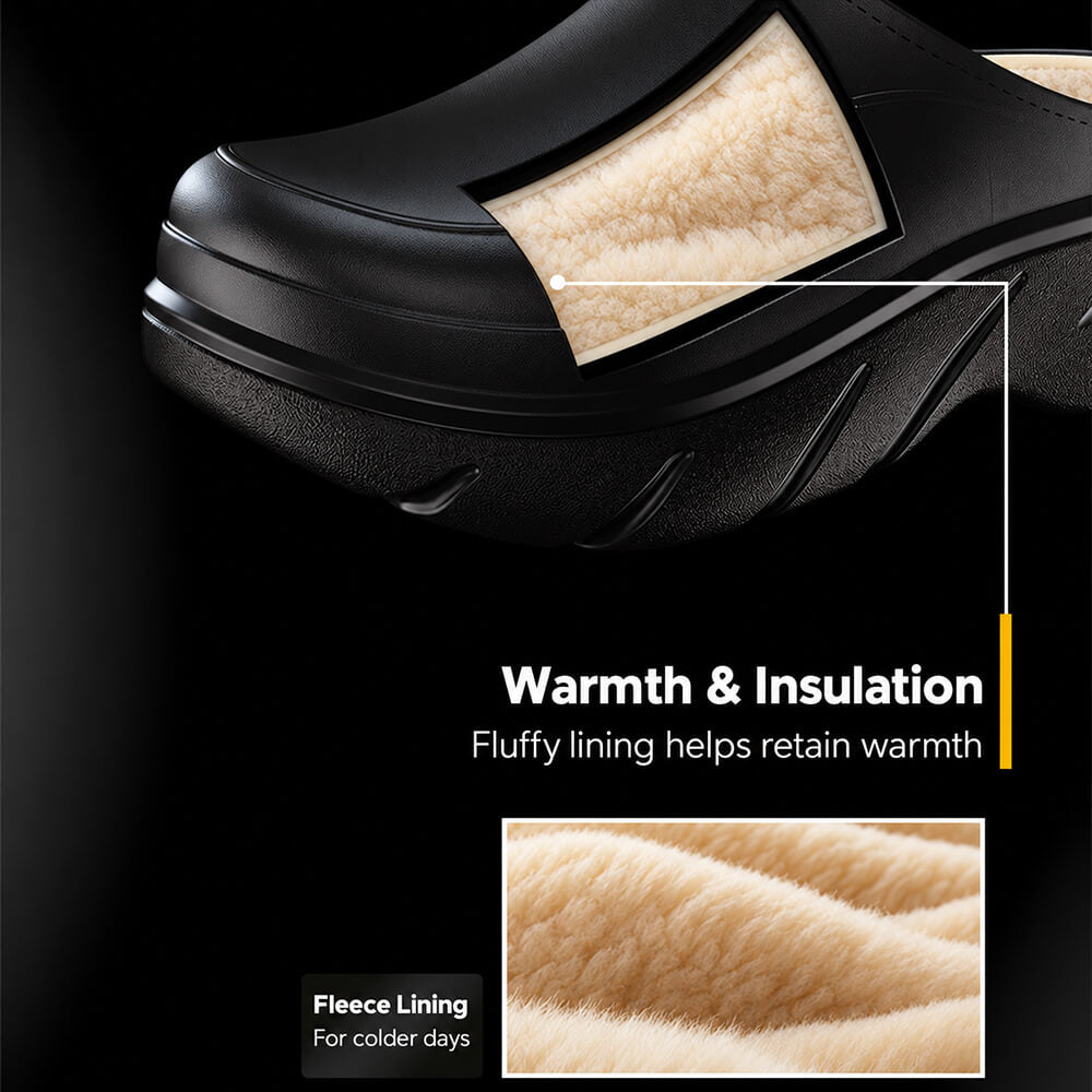 Unisex Waterproof Platform Slippers - Fleece Lined EVA Winter Garden Shoes