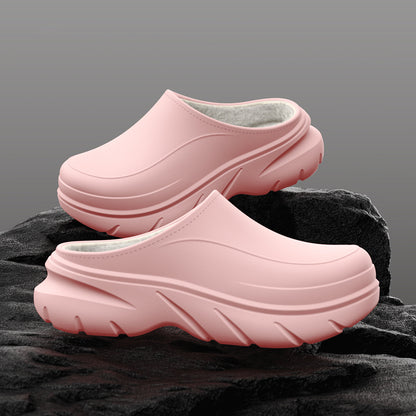 Unisex Waterproof Platform Slippers - Fleece Lined EVA Winter Garden Shoes
