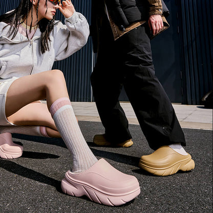 Unisex Waterproof Platform Slippers - Fleece Lined EVA Winter Garden Shoes