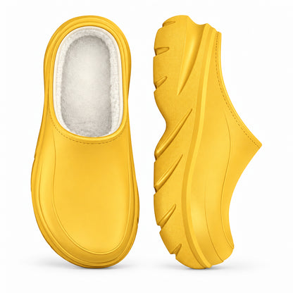 Unisex Waterproof Platform Slippers - Fleece Lined EVA Winter Garden Shoes