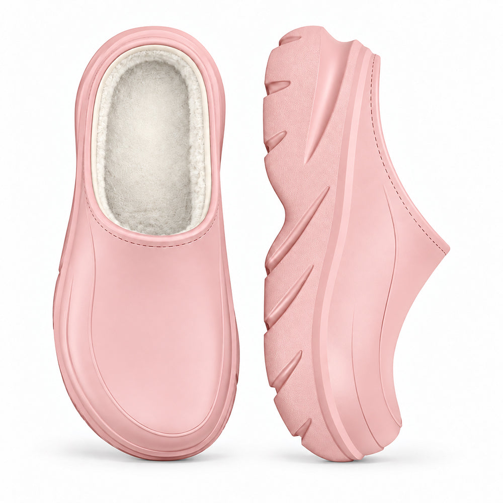 Unisex Waterproof Platform Slippers - Fleece Lined EVA Winter Garden Shoes