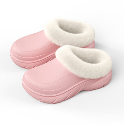 Warm Platform House Slippers for Men & Women - Fleece Lined Winter Shoes with Supportive Sole