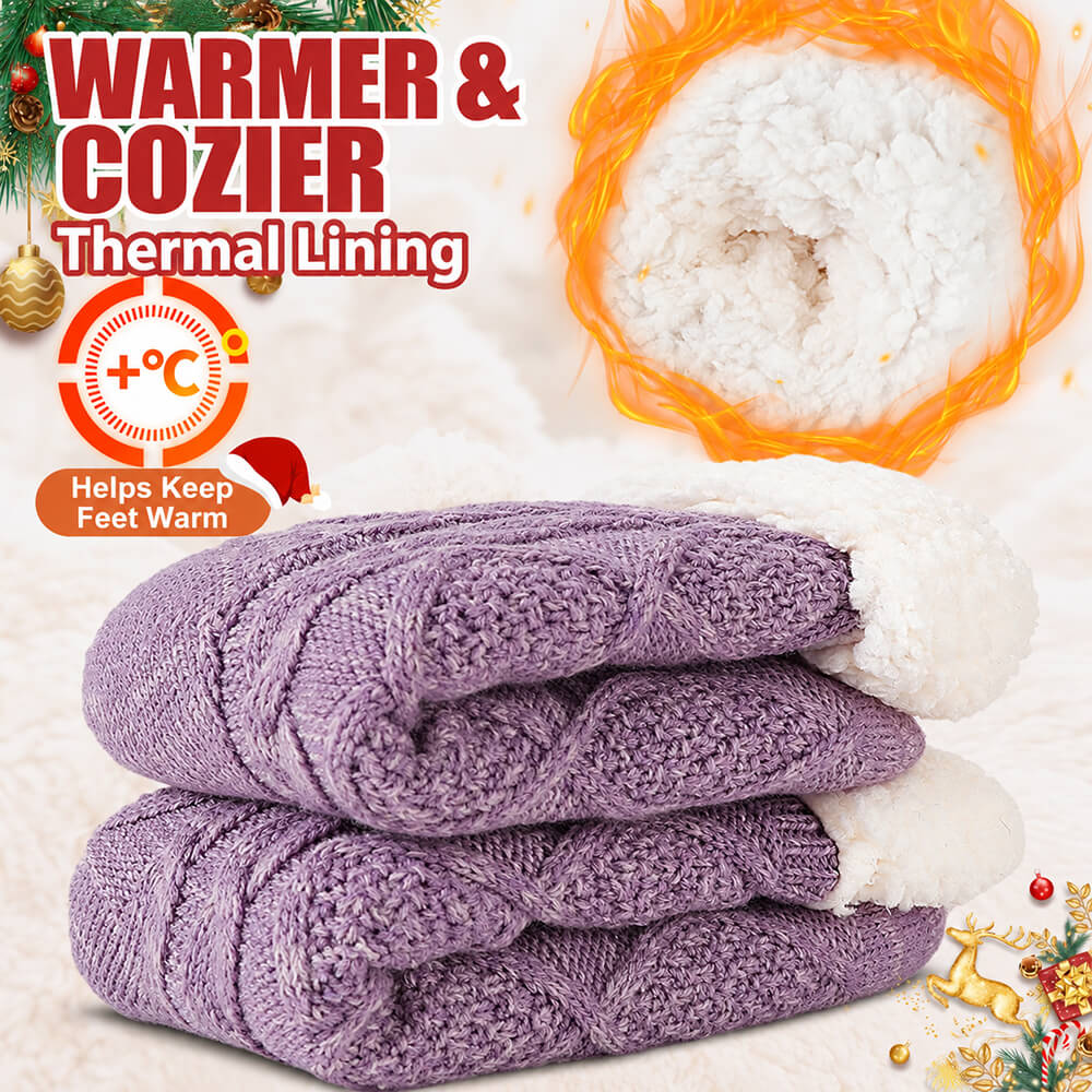 Women's Non-Slip Thermal Slipper Socks – Thick Fleece Lined Winter Socks