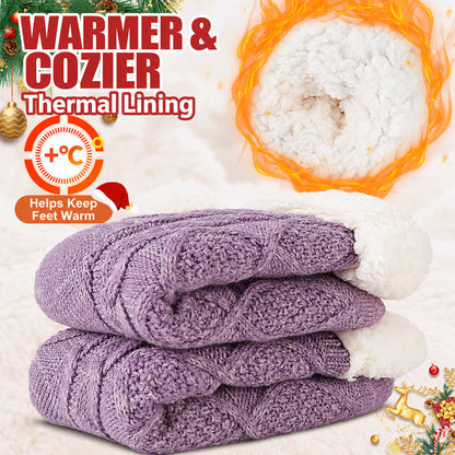 Women's Non-Slip Thermal Slipper Socks – Thick Fleece Lined Winter Socks