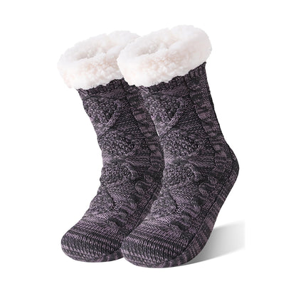 Women's Non-Slip Thermal Slipper Socks – Thick Fleece Lined Winter Socks