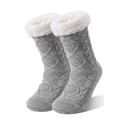 Women's Non-Slip Thermal Slipper Socks – Thick Fleece Lined Winter Socks
